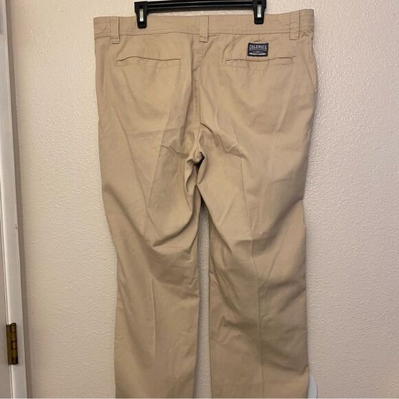 Columbia Tan Flat Front Chino Khaki work pants casual 100% cotton Mens 38x32 - Picture 2 of 11